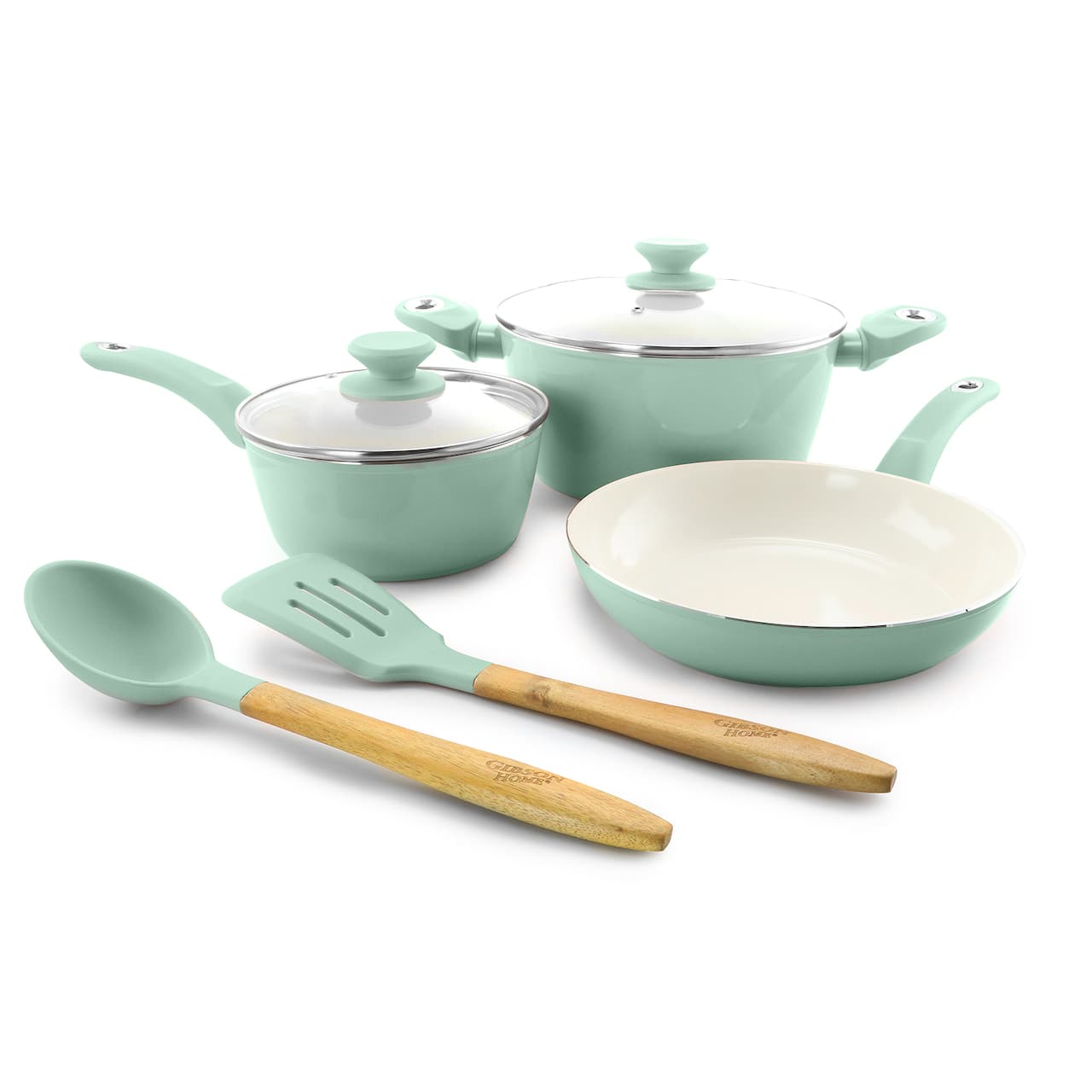 Gibson Home® Plaza Café 7-Piece Sky Blue Essential Core Aluminum Cookware Set
